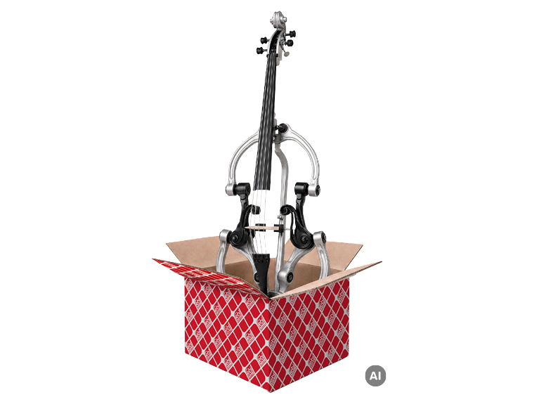Ein Cello, das ein Ersatzteil darstellt, das aus der febi Box kommt